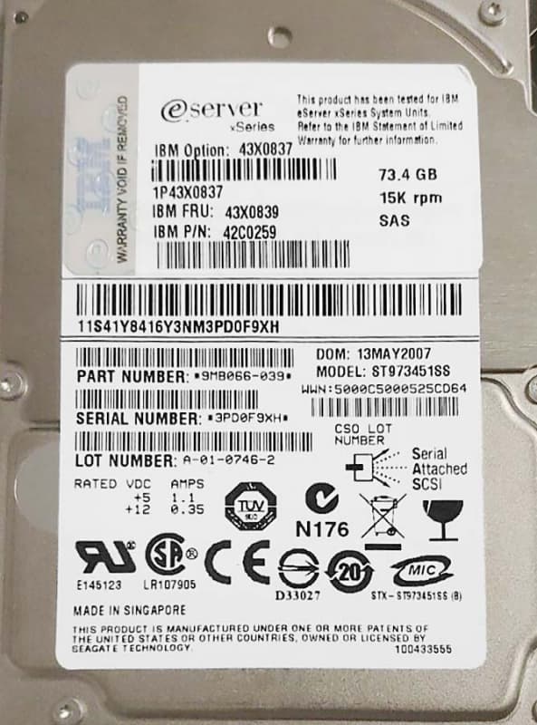 Жесткий диск IBM 42C0259 73,4Gb 15000 SAS 2,5" HDD