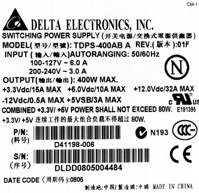 Блок Питания Intel D41198 400W