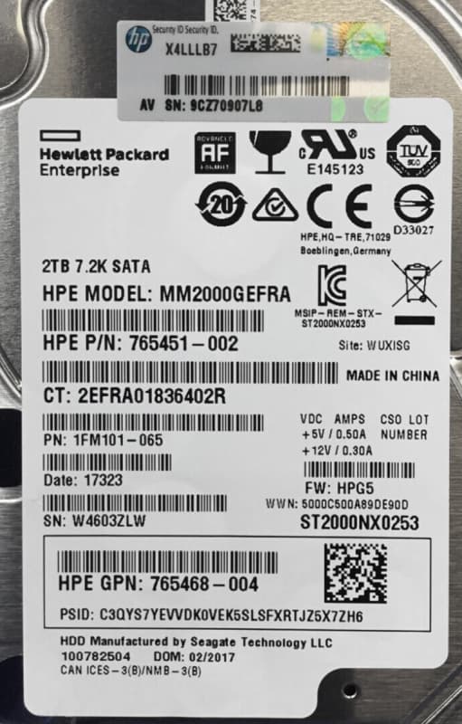 Жесткий диск HP 765451-002 2Tb 7200 SATAIII 2,5" HDD