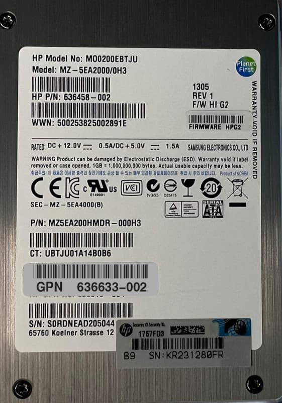 Жесткий диск HP 636633-002 200Gb SATAIII 2,5" SSD