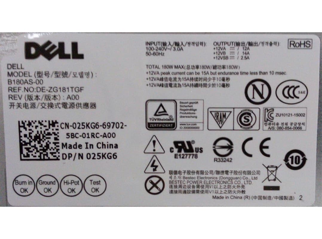 Блок питания Dell 25KG6 180W