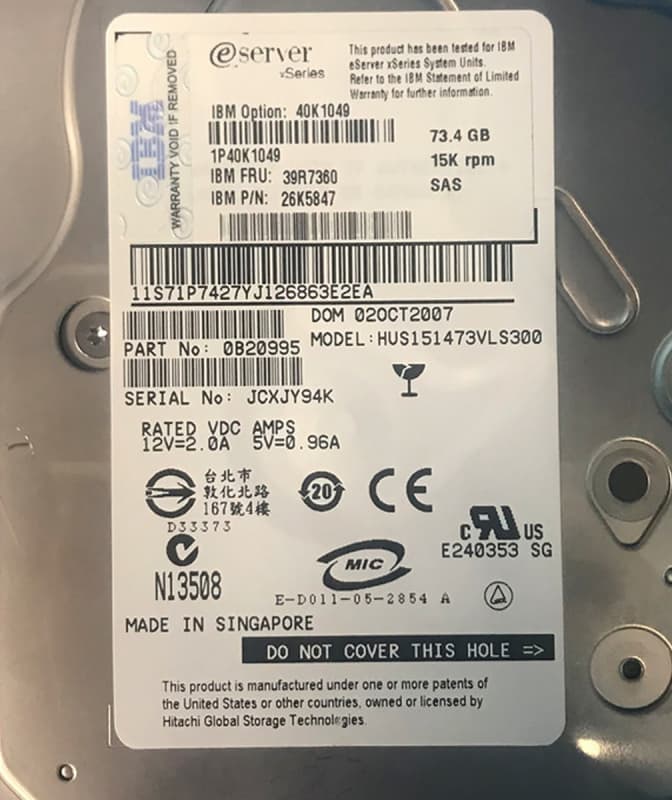 Жесткий диск IBM 40K1049 73,4Gb  SAS 3,5" HDD