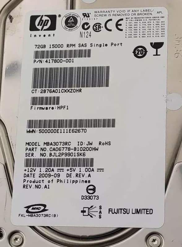 Жесткий диск HP CA06778-B10200HW 72Gb SAS 3,5" HDD