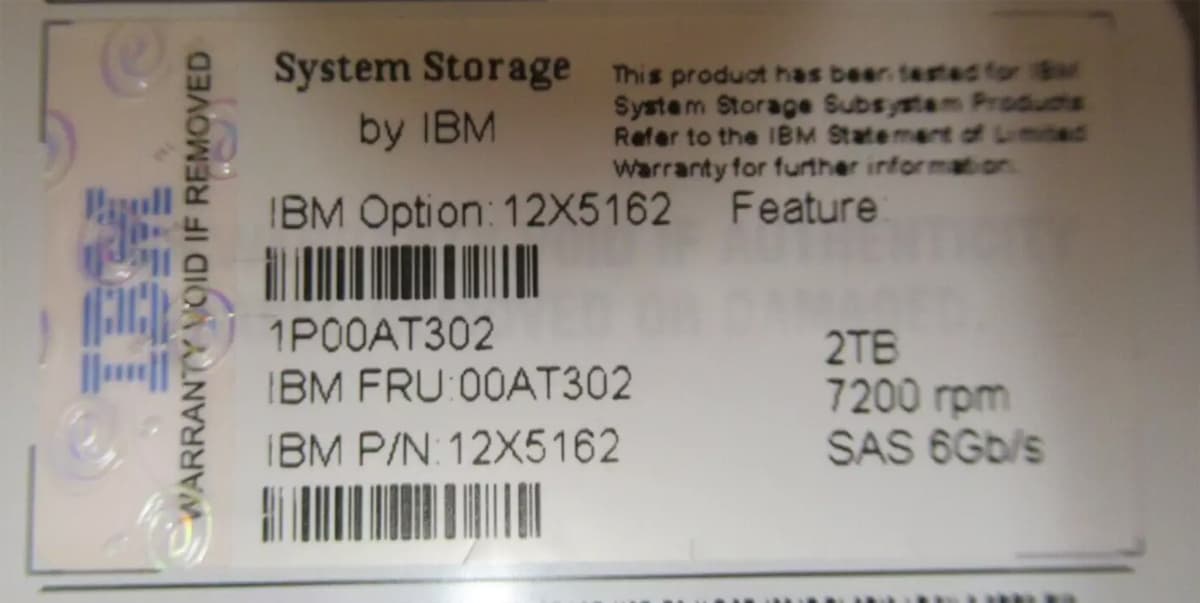 Жесткий диск IBM 12X5162 2Tb  SAS 3,5" HDD
