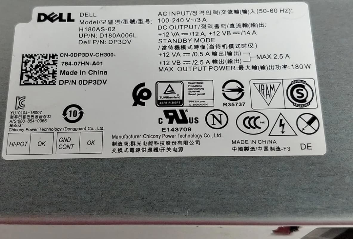 Блок Питания Dell H180AS-02 180W