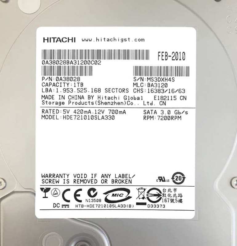 Жесткий диск Hitachi HDE721010SLA330 1Tb  SATAII 3,5" HDD