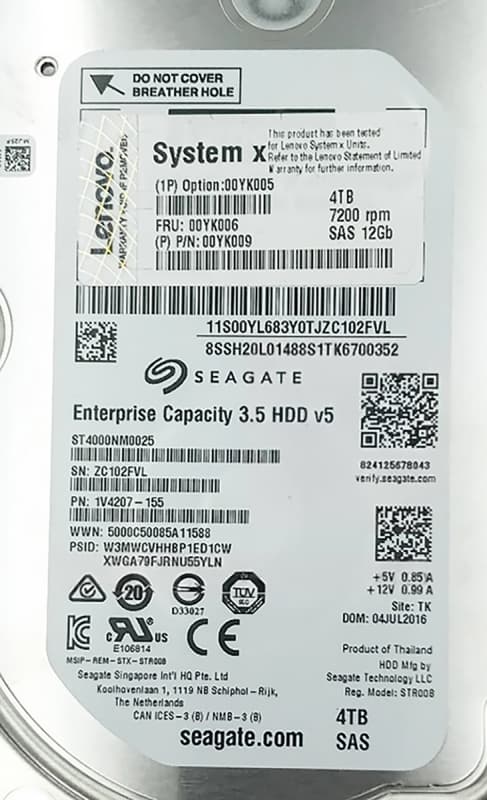Жесткий диск Lenovo 00YK009 4Tb SAS 3,5" HDD