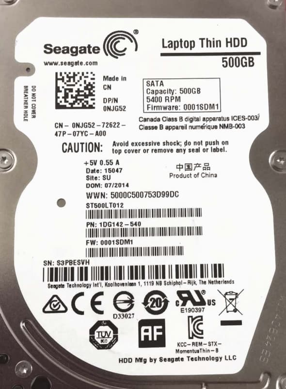 Жесткий диск Dell 1DG142-540 500Gb SATAII 5400 2,5" HDD