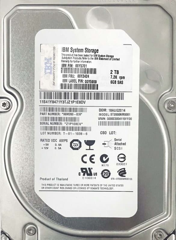 Жесткий диск IBM 00Y5701 2Tb 7200 SAS 3,5" HDD
