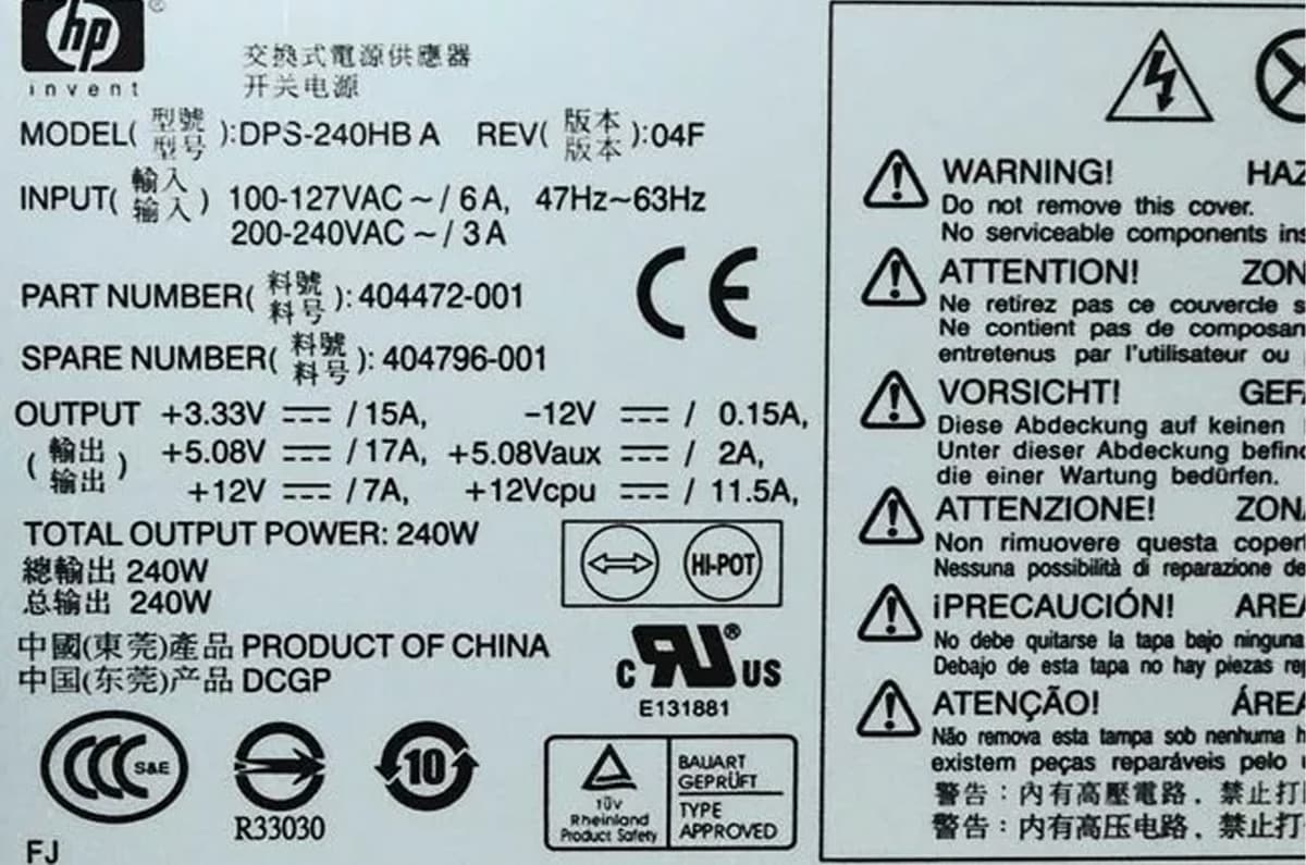 Блок Питания HP DPS-240HB A 240W