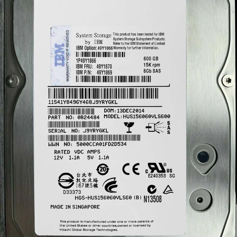Жесткий диск IBM 49Y1866 600Gb  SAS 3,5" HDD