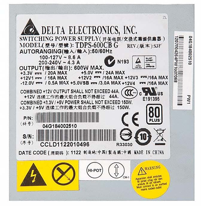 Блок Питания ASUS TDPS-600CB G 600W