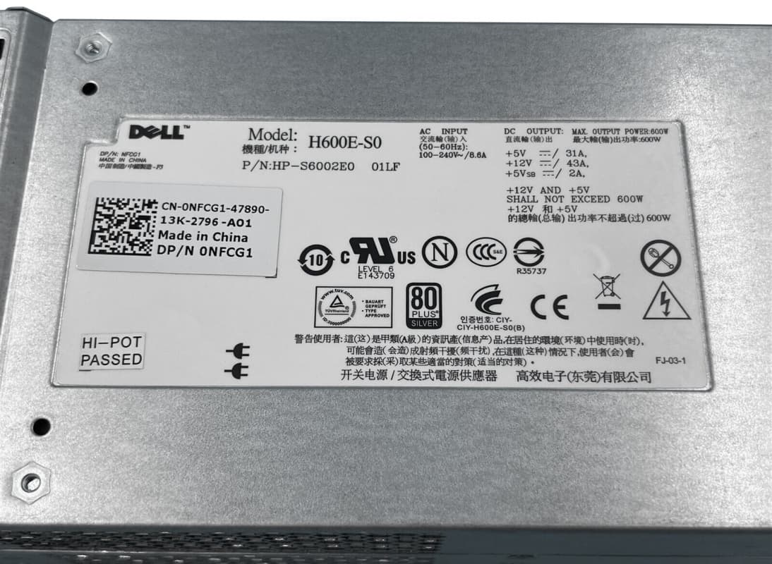 Резервный Блок Питания Dell GV5NH 600W