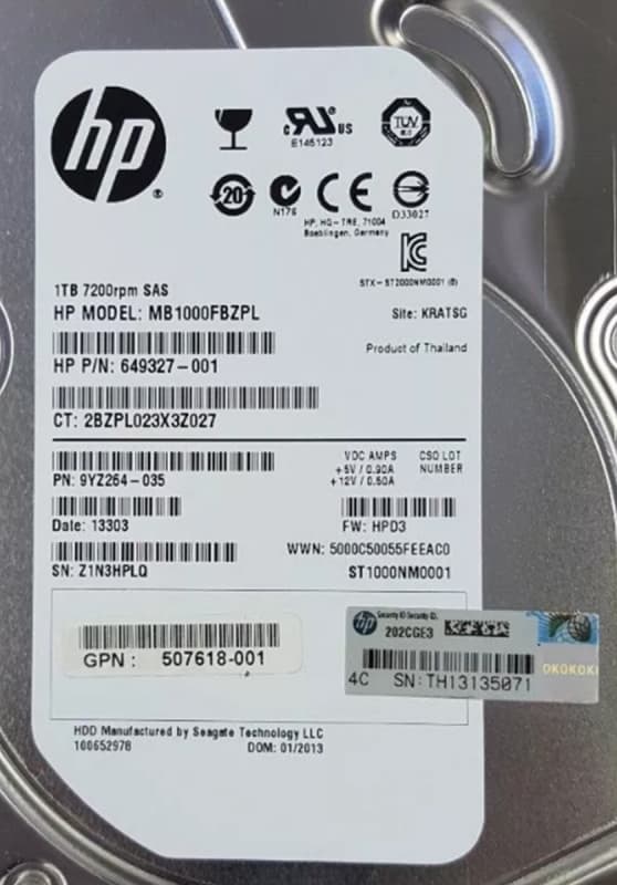 Жесткий диск HP MB1000FBZPL 1Tb  SAS 3,5" HDD