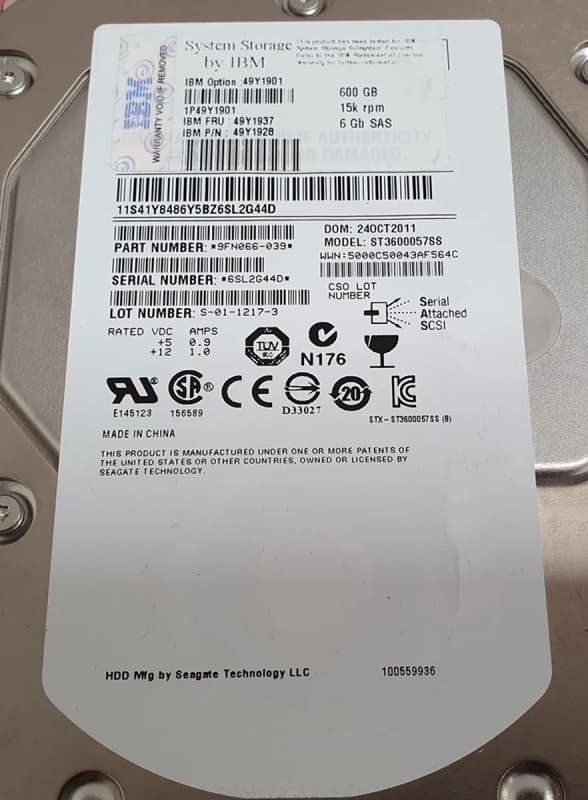 Жесткий диск IBM 49Y1901 600Gb 15000 SAS 3,5" HDD