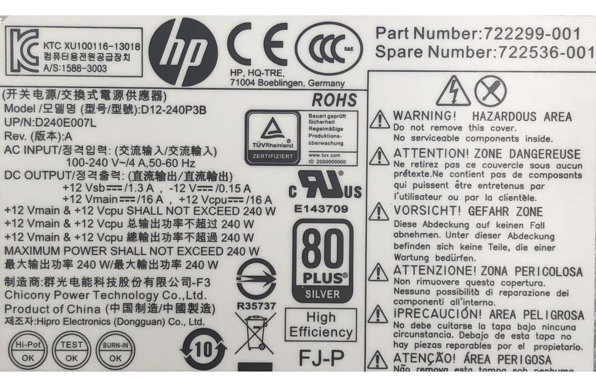 Блок Питания HP D240E007L 240W