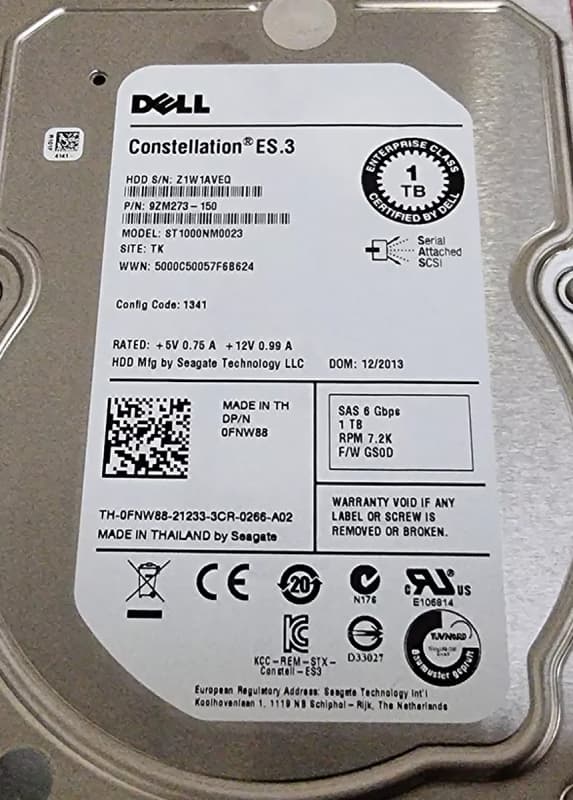 Жесткий диск Dell FNW88 1Tb  SAS 3,5" HDD