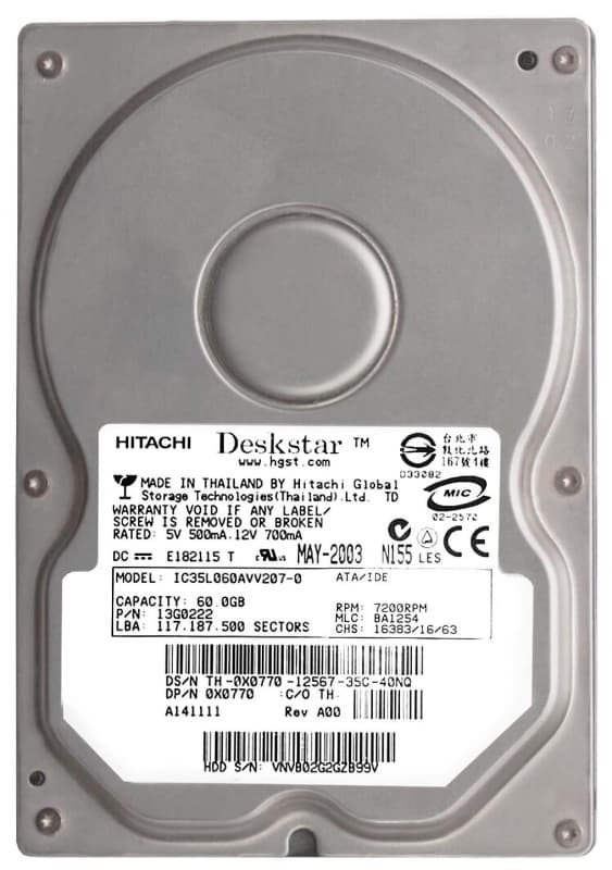Жесткий диск Dell 0X0770 60Gb IDE 3,5" HDD