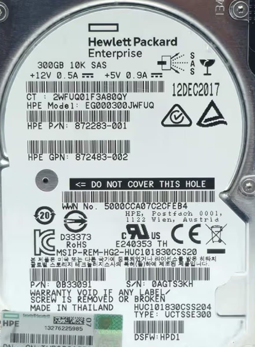 Жесткий диск HP 300Gb 10000 SAS 2.5" HDD 0B33091