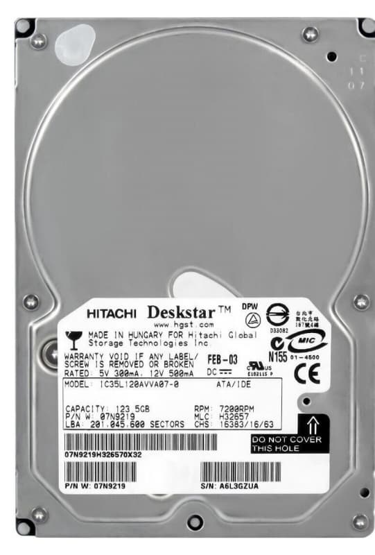Жесткий Диск Hitachi 07N9219 7200 IDE 120Gb HDD