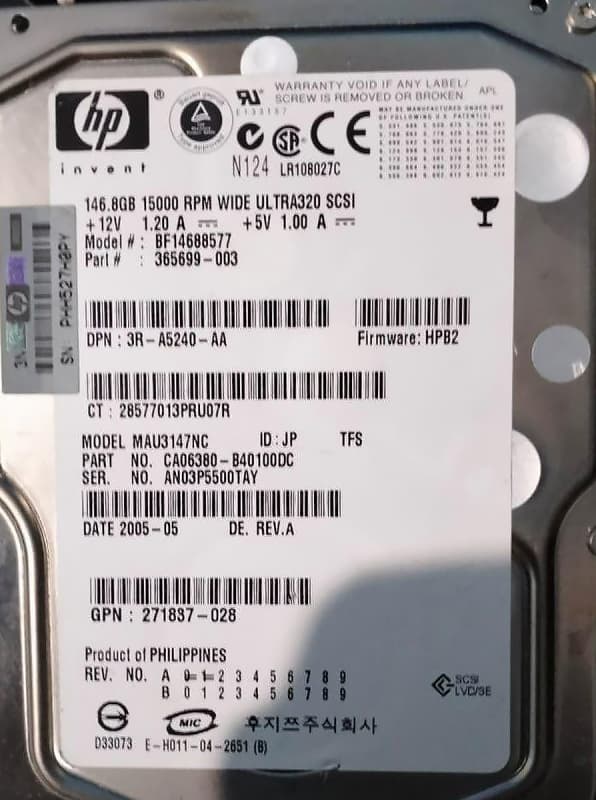 Жесткий диск HP BF14688577 146,8Gb  U320SCSI 3.5" HDD