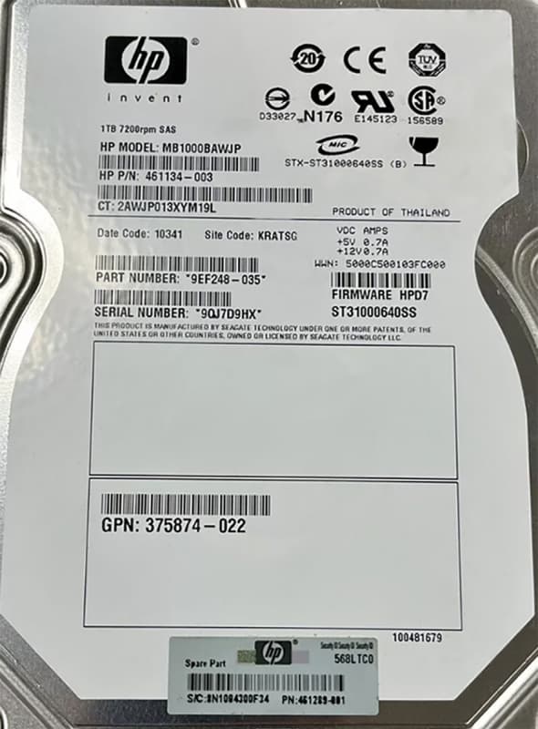 Жесткий диск HP MB1000BAWJP 1Tb  SAS 3,5" HDD