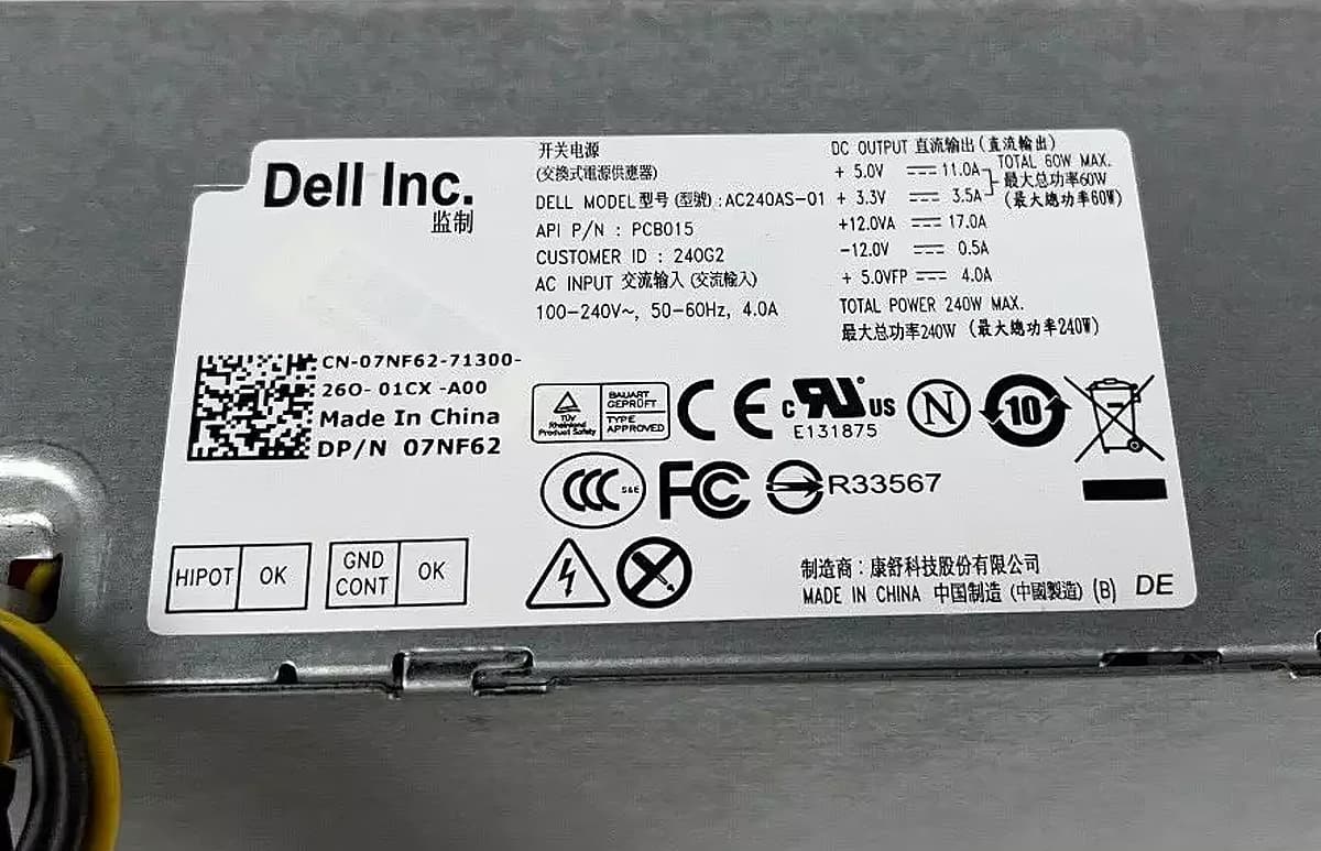 Блок Питания Dell 7NF62 240W