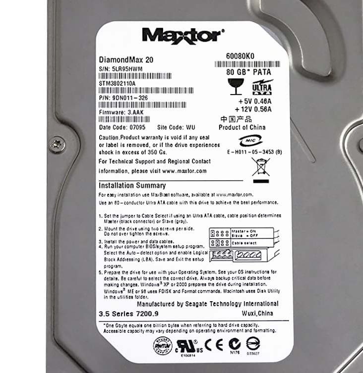 Жесткий диск Maxtor STM3802110A 80Gb 7200 IDE 3.5" HDD
