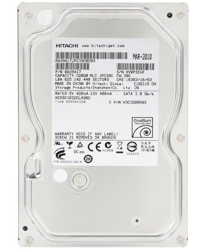 Жесткий Диск Hitachi 0A39417 320Gb 5400 SATA 3,5" HDD