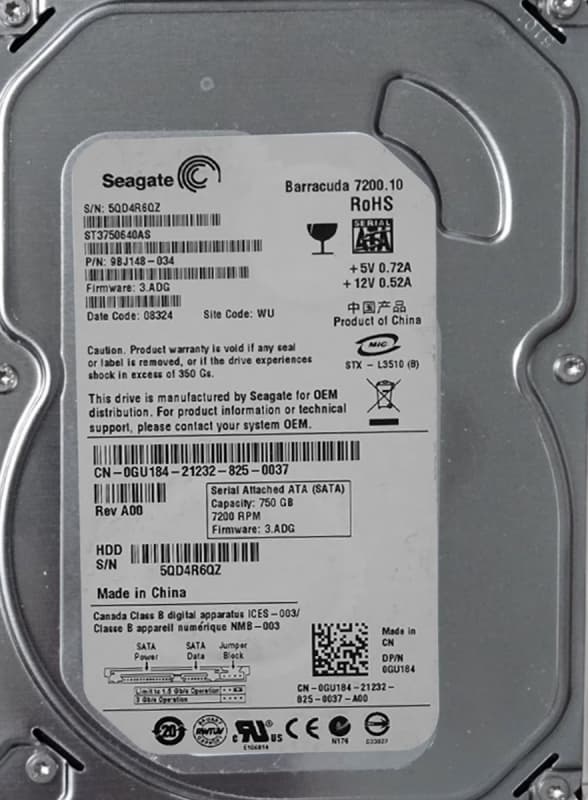 Жесткий диск Dell 9BJ148-034 750Gb  SATAII 3.5" HDD