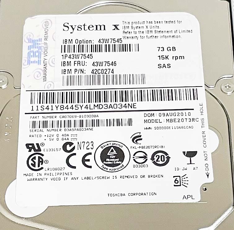 Жесткий диск IBM 43W7547 73Gb 15000 SAS 2,5" HDD