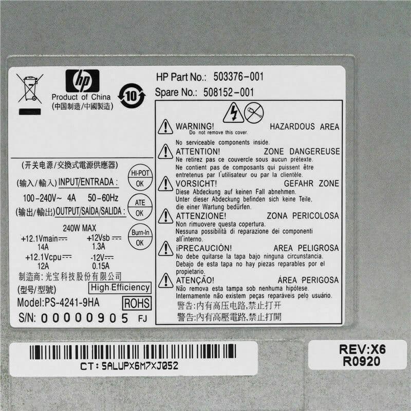 Блок питания HP 508152-001 240W