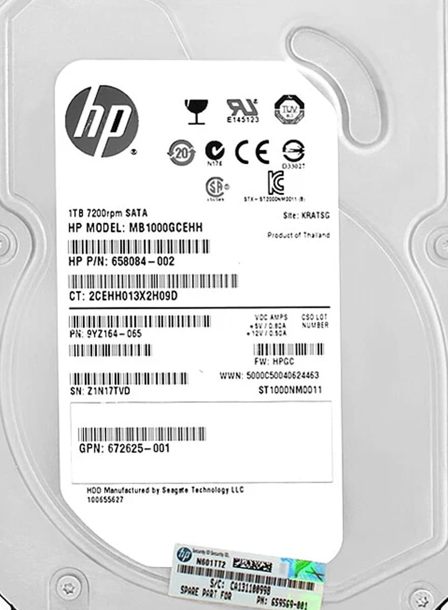 Жесткий диск HP 1Tb 7200 SATAIII 3.5" HDD MB1000GCEHH