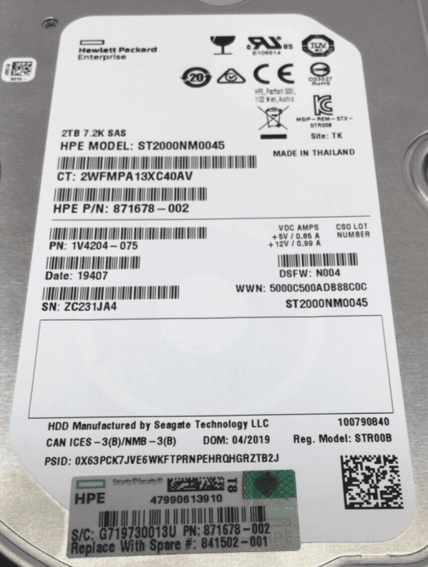 Жесткий диск HP 871678-002 2Tb 7200 SAS 3,5" HDD