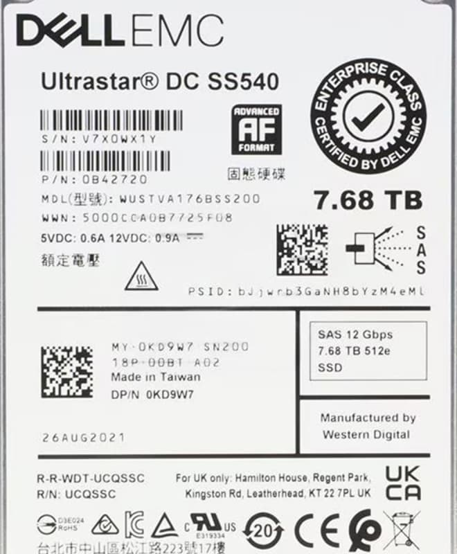 Жесткий диск Dell 0B42720 7.68TB SAS 2,5" SSD