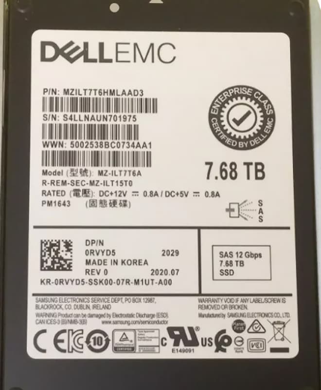 Жесткий диск Dell RVYD5 7.68TB SAS 2,5" SSD