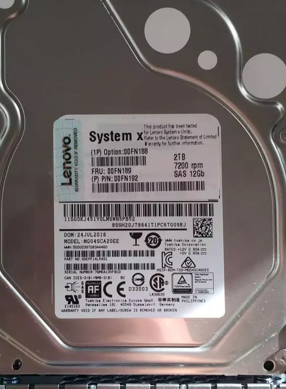 Жесткий диск IBM 00FN188 2Tb SAS 3,5" HDD