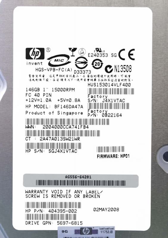 Жесткий диск HP AG556-64201 146,8Gb  Fibre Channel 15000 3,5" HDD