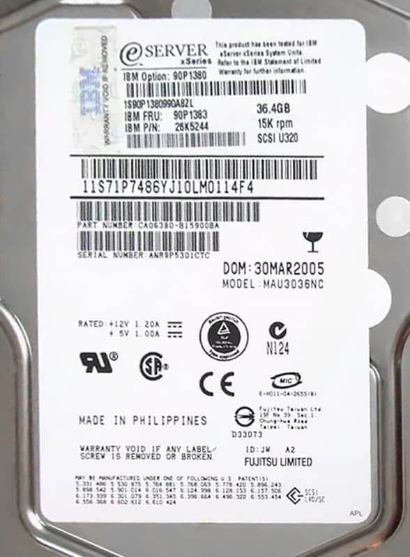 Жесткий диск IBM CA06380-B15900BA 36,4Gb 15000 U320SCSI 3.5" HDD