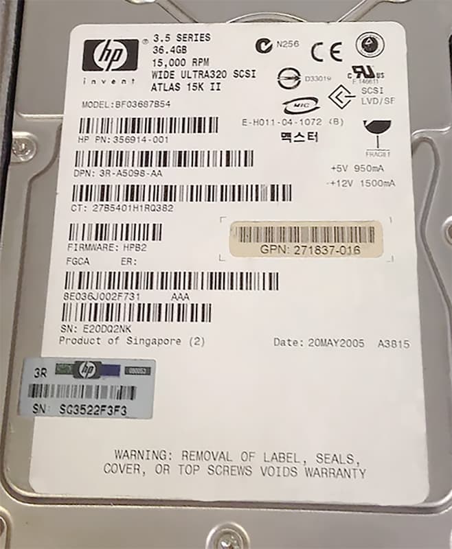 Жесткий диск HP BF03687B54 36,4Gb  U320SCSI 3.5" HDD