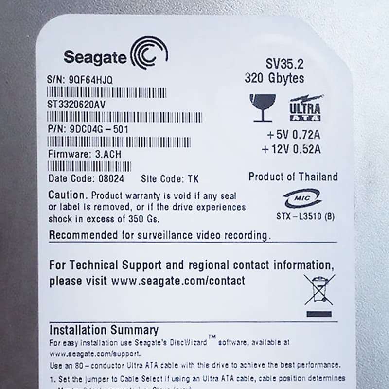 Жесткий диск Seagate 9DC04G 320Gb 7200 IDE 3.5" HDD