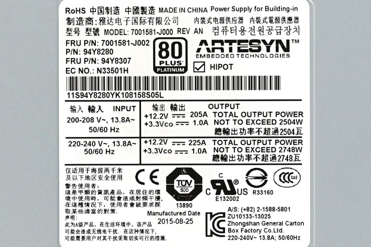 Резервный Блок Питания IBM 43W9049 2500W