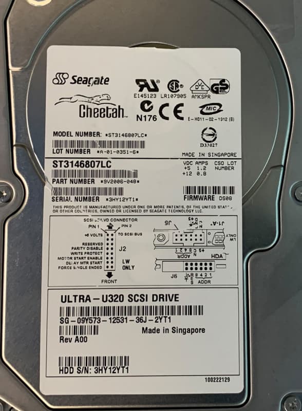 Жесткий диск Dell 9V2006-048 146,8Gb  U320SCSI 3.5" HDD