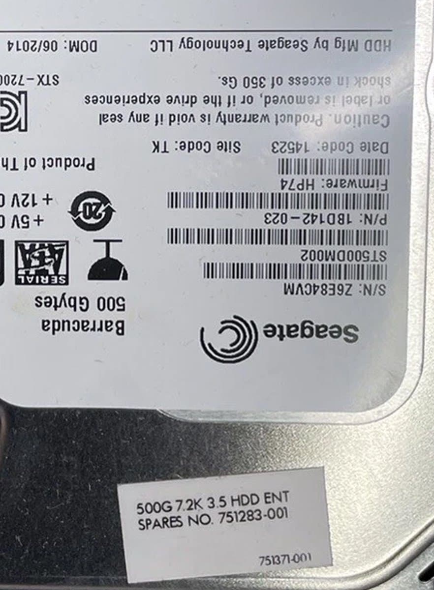 Жесткий диск HP 500Gb 7200 SATAIII 3.5" HDD 751283-001 