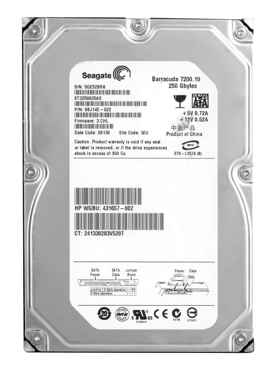 Жесткий диск HP 250Gb 7200 SATAII 3.5" HDD 9BJ14E-022