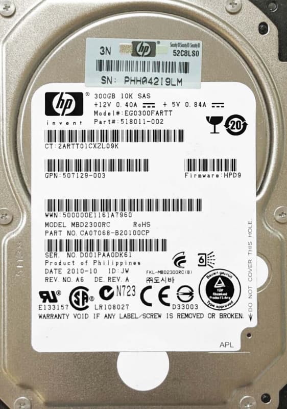 Жесткий диск HP 518011-002 300Gb 10000 SAS 2,5" HDD