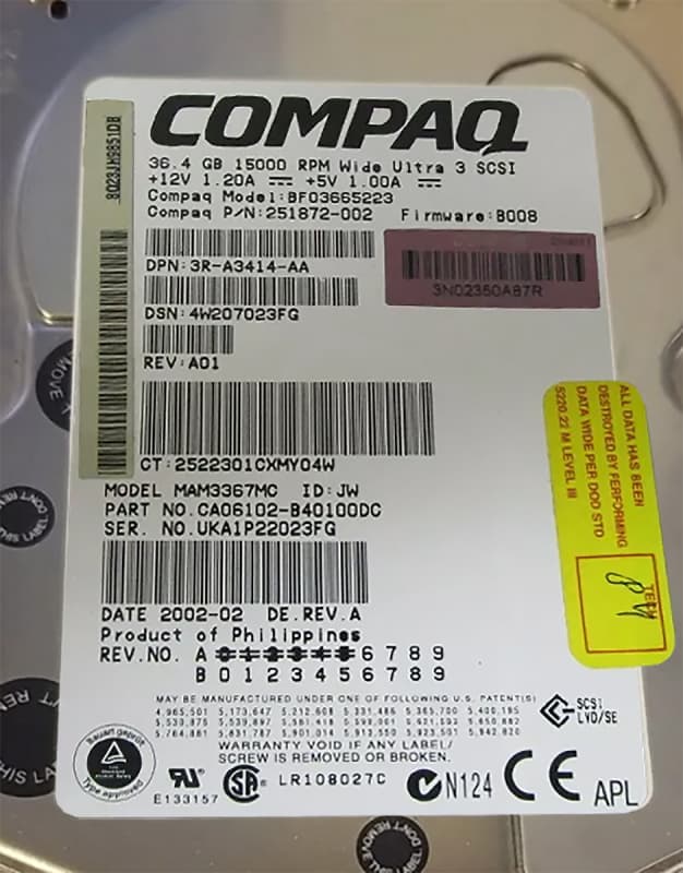 Жесткий диск HP 3R-A3414-AA 36,4Gb U160SCSI 3.5" HDD