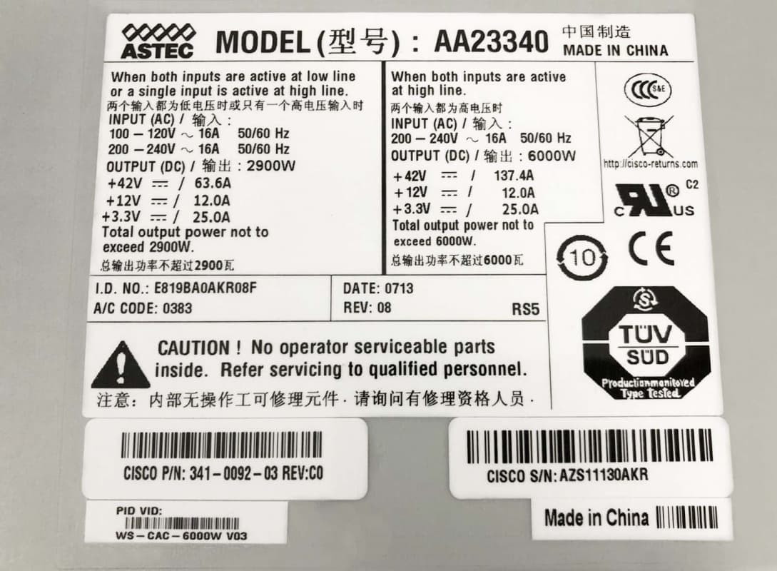 Блок Питания Cisco 341-0092-06 6000W