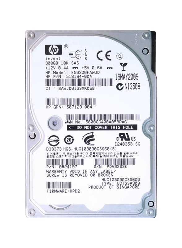 Жесткий диск HP EG0300FAWJD 300Gb 10000 SAS 2,5" HDD