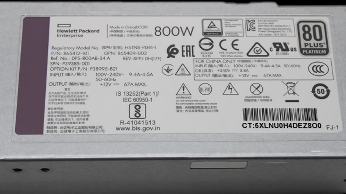 Резервный Блок Питания HP 865412-101 800W